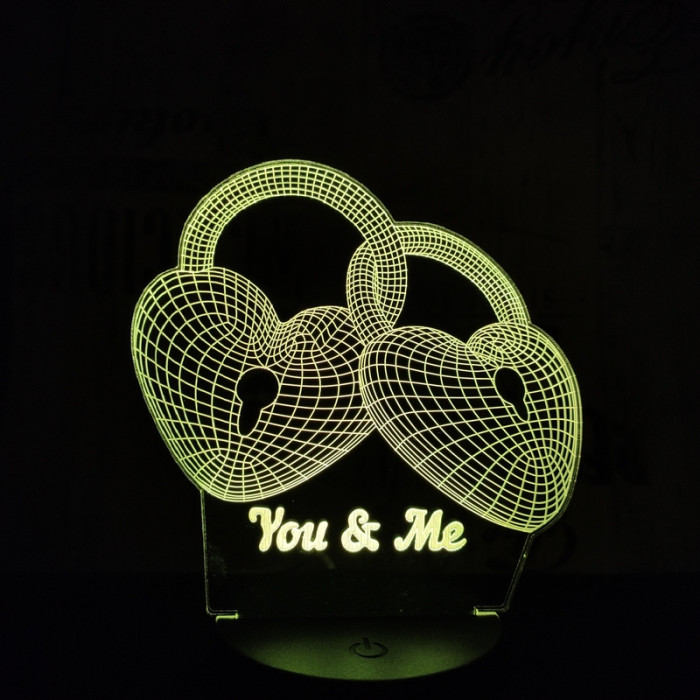 Szív Lakat 7 színű 3D led lámpa