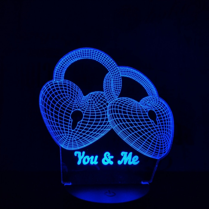 Szív Lakat 7 színű 3D led lámpa