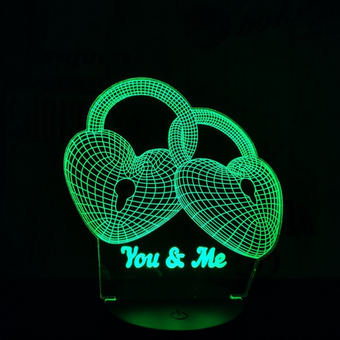 Szív Lakat 7 színű 3D led lámpa