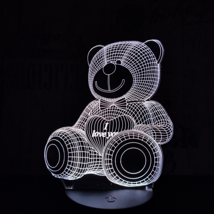 Maci I Love You 7 színű 3D led lámpa