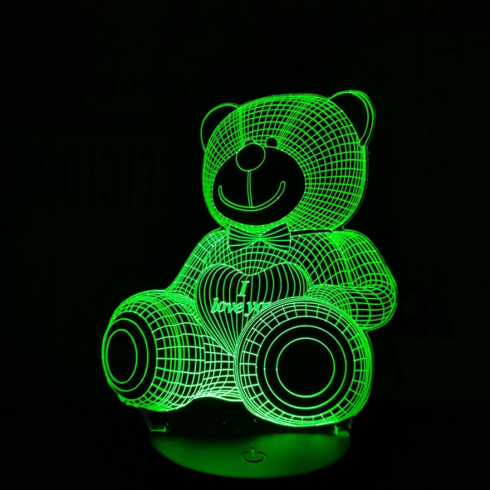 Maci I Love You 7 színű 3D led lámpa