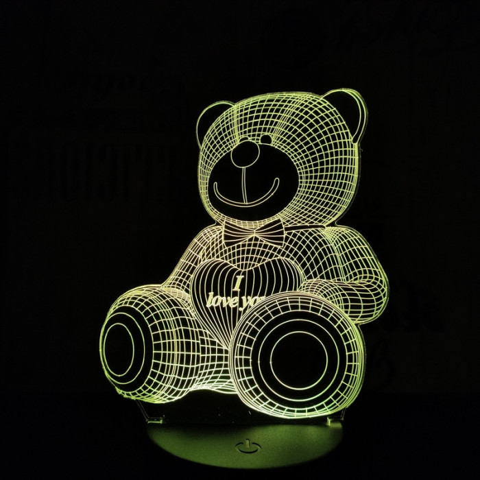 Maci I Love You 7 színű 3D led lámpa