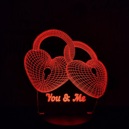 Szív Lakat 7 színű 3D led lámpa