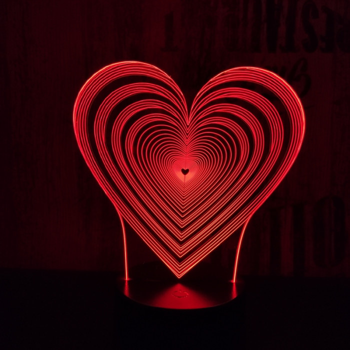 Szívben szívek 7 színű 3D led lámpa