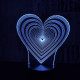 Szívben szívek 7 színű 3D led lámpa