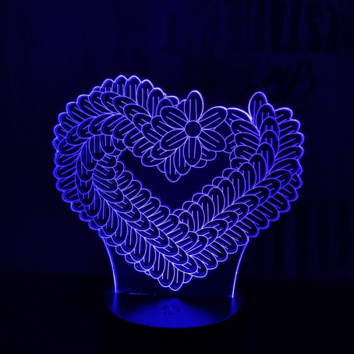 Szív füzér 7 színű 3D led lámpa