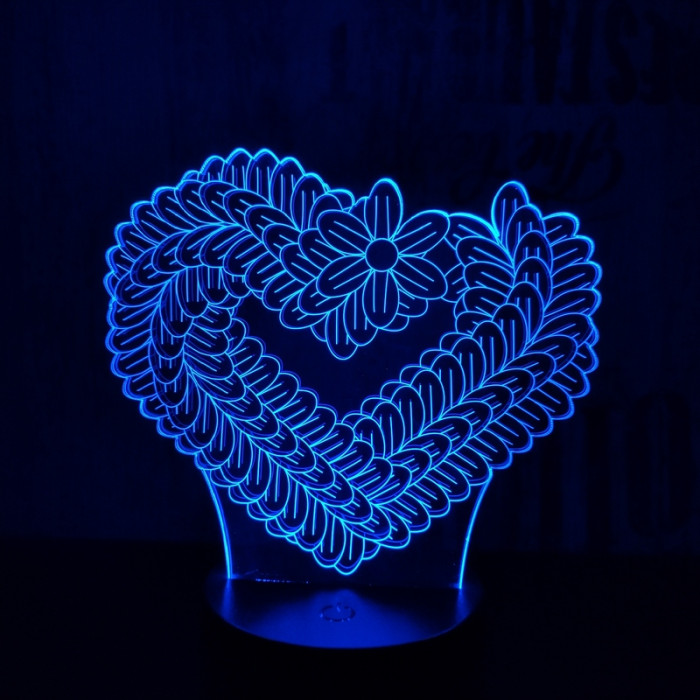 Szív füzér 7 színű 3D led lámpa