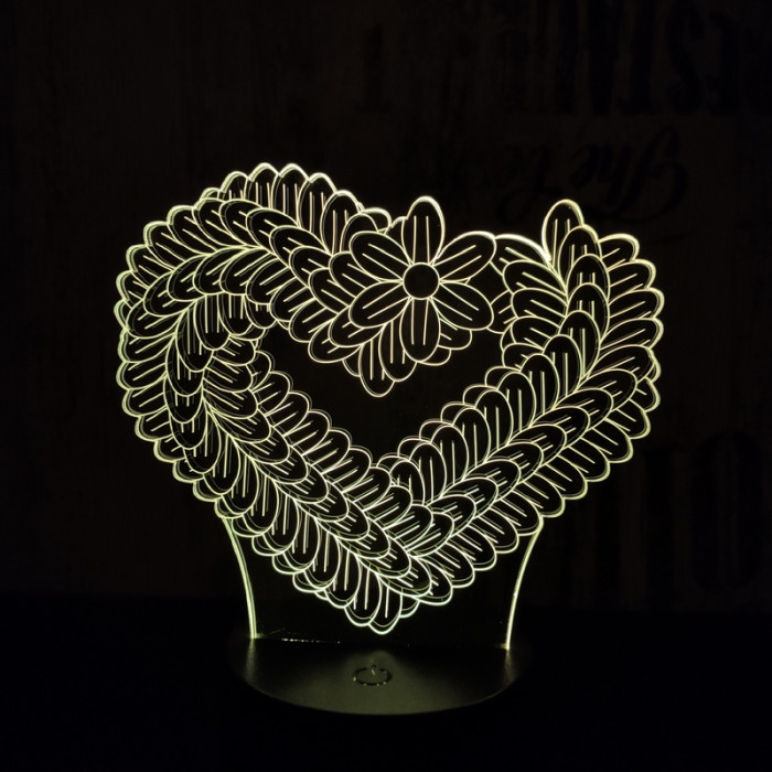 Szív füzér 7 színű 3D led lámpa