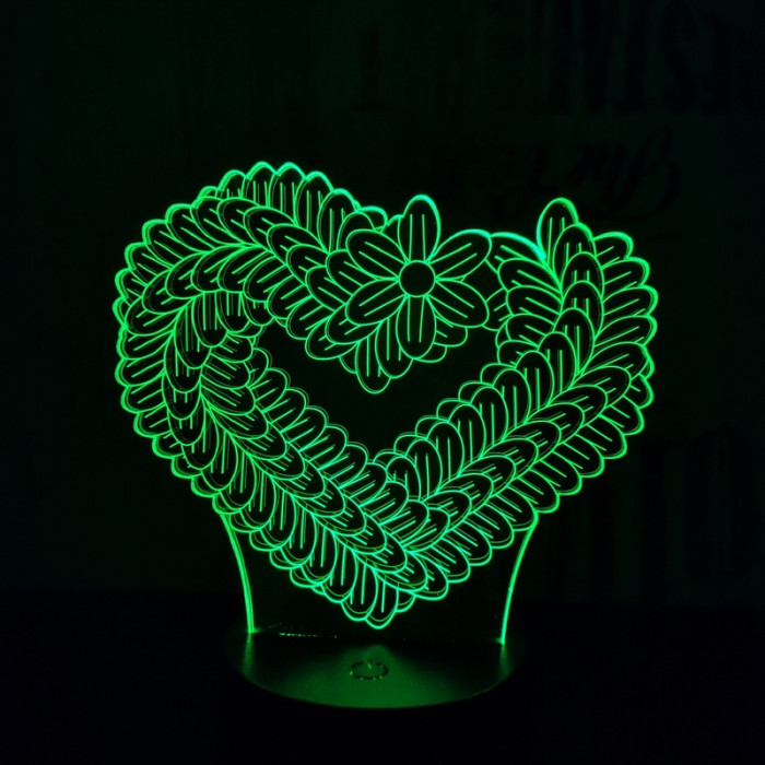 Szív füzér 7 színű 3D led lámpa