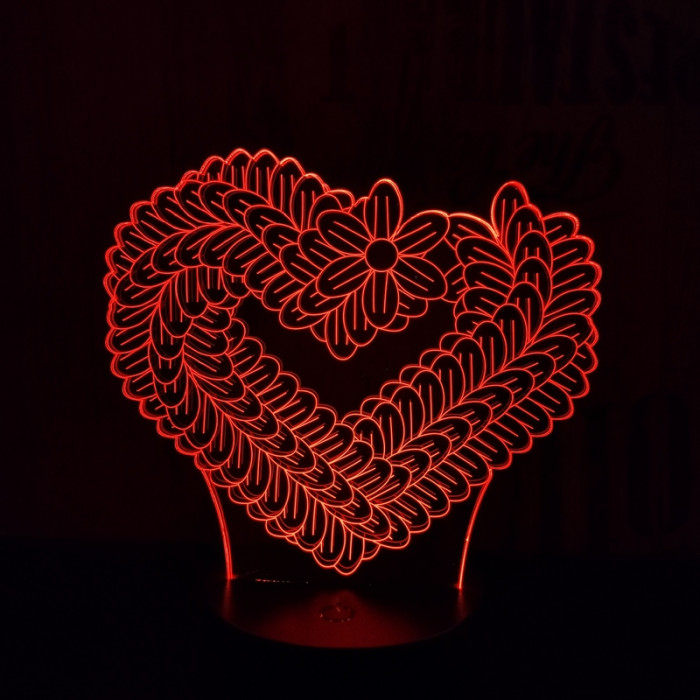 Szív füzér 7 színű 3D led lámpa