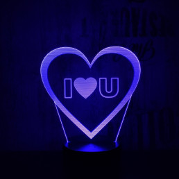 Szív I Love You 7 színű 3D led lámpa