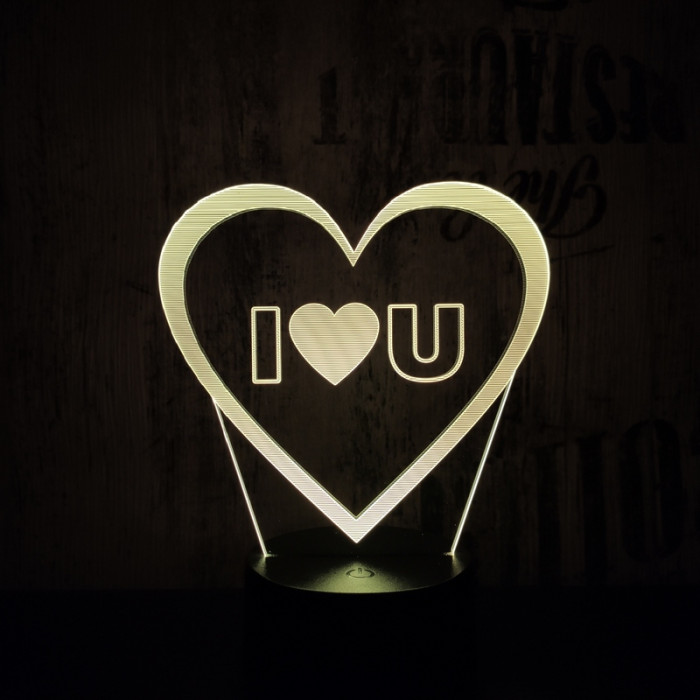 Szív I Love You 7 színű 3D led lámpa
