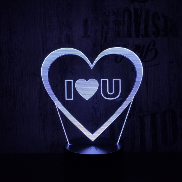 Szív I Love You 7 színű 3D led lámpa