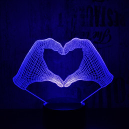 Szív kéz 7 színű 3D led lámpa