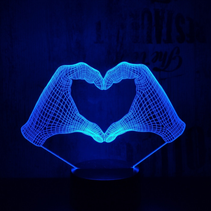 Szív kéz 7 színű 3D led lámpa