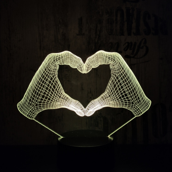 Szív kéz 7 színű 3D led lámpa