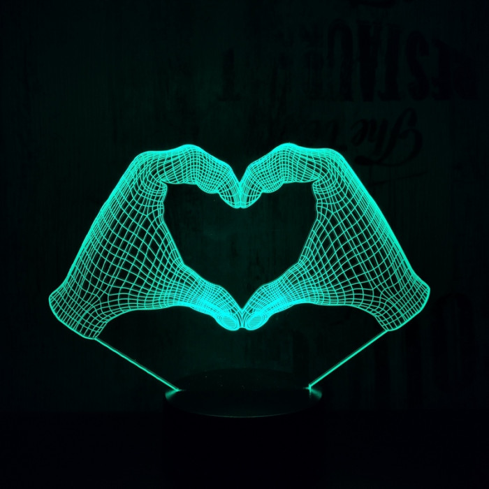 Szív kéz 7 színű 3D led lámpa