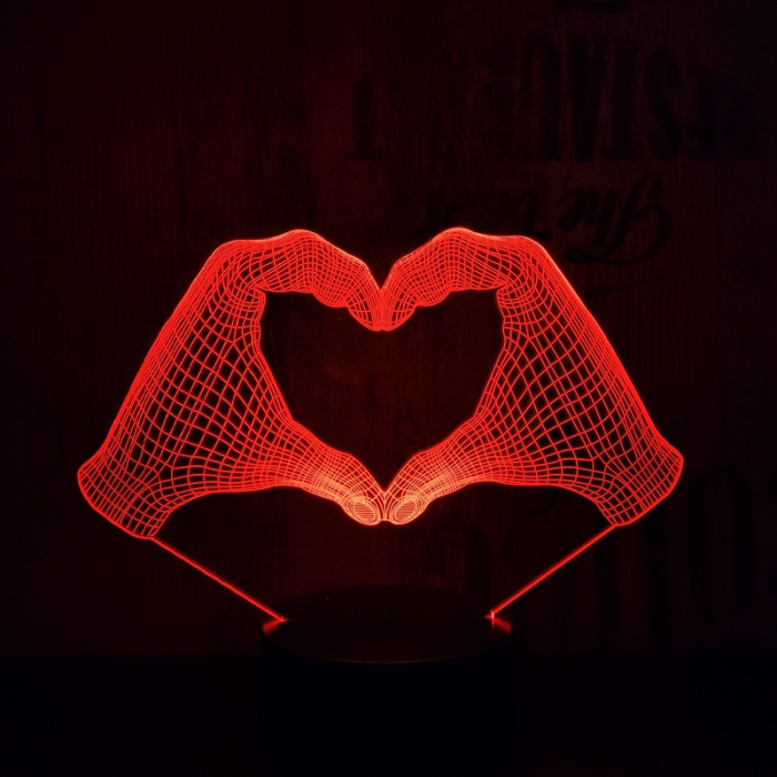 Szív kéz 7 színű 3D led lámpa