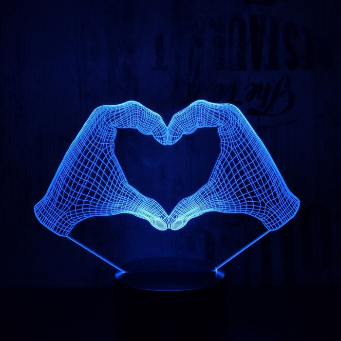 Szív kéz 7 színű 3D led lámpa