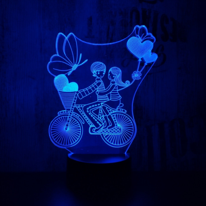 Szívecskés kerékpár 7 színű 3D led lámpa