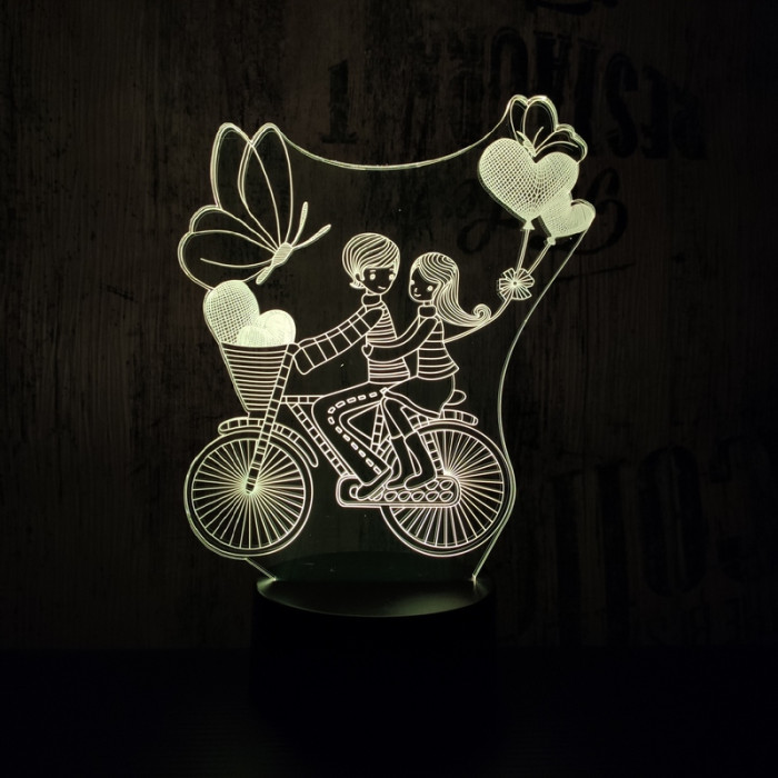 Szívecskés kerékpár 7 színű 3D led lámpa