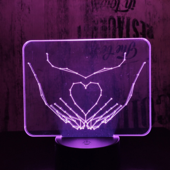 Szív kéz 2 7 színű 3D led lámpa