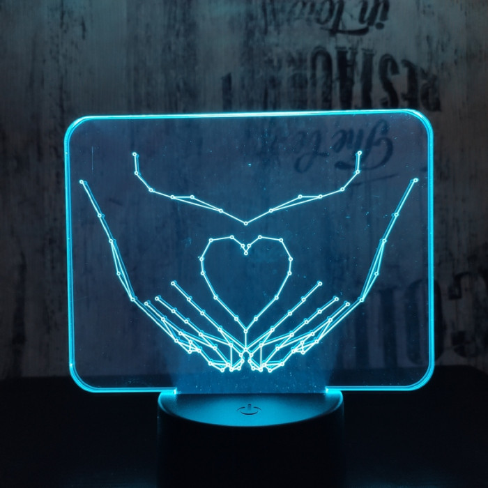Szív kéz 2 7 színű 3D led lámpa