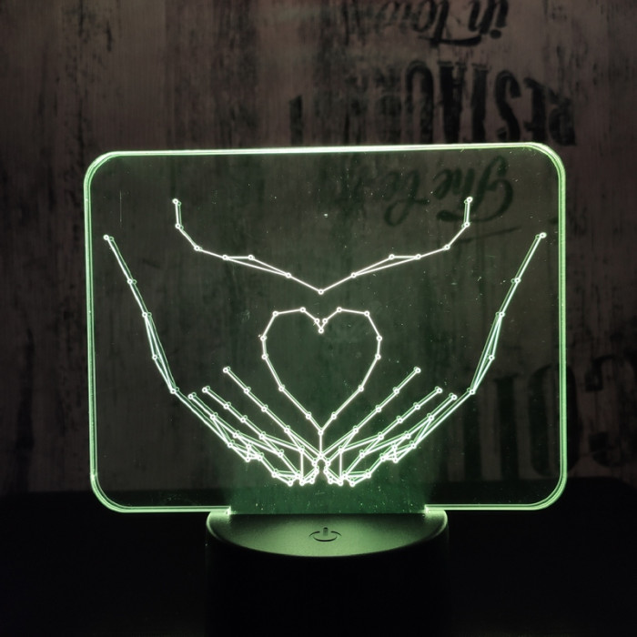 Szív kéz 2 7 színű 3D led lámpa