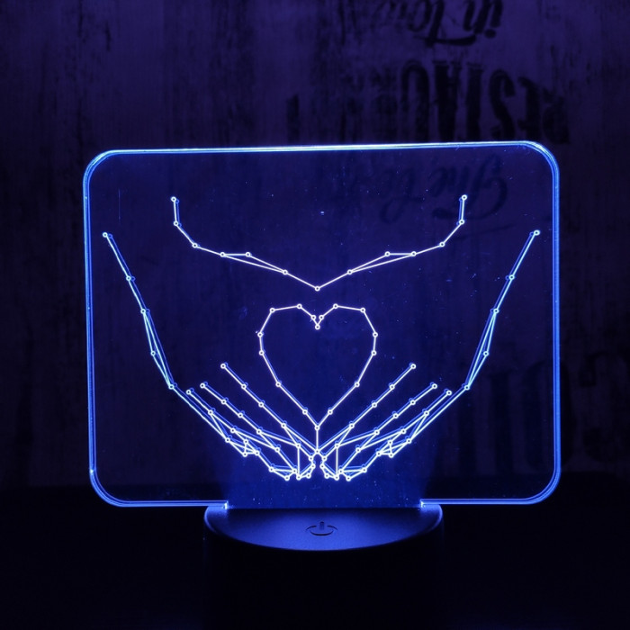 Szív kéz 2 7 színű 3D led lámpa