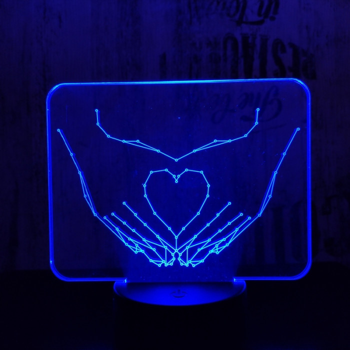 Szív kéz 2 7 színű 3D led lámpa