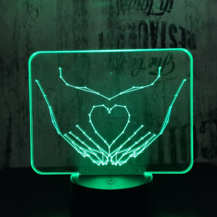Szív kéz 2 7 színű 3D led lámpa