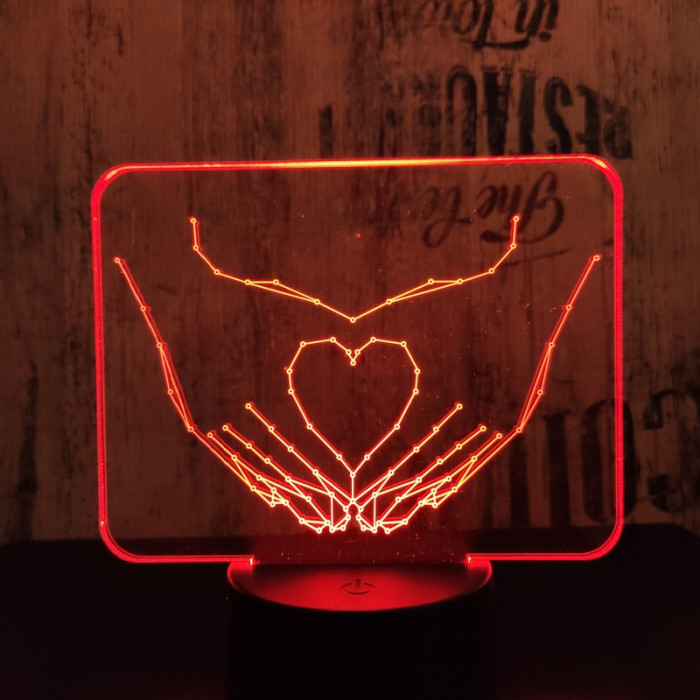 Szív kéz 2 7 színű 3D led lámpa