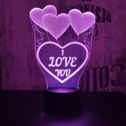 Love you lufi 7 színű 3D led lámpa
