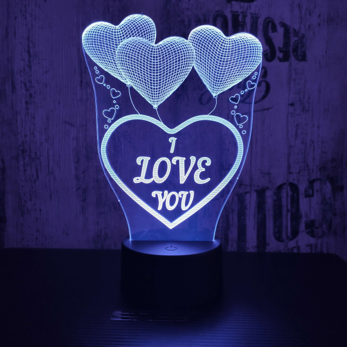 Love you lufi 7 színű 3D led lámpa