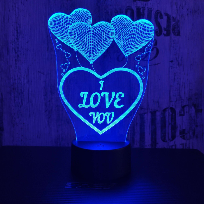 Love you lufi 7 színű 3D led lámpa