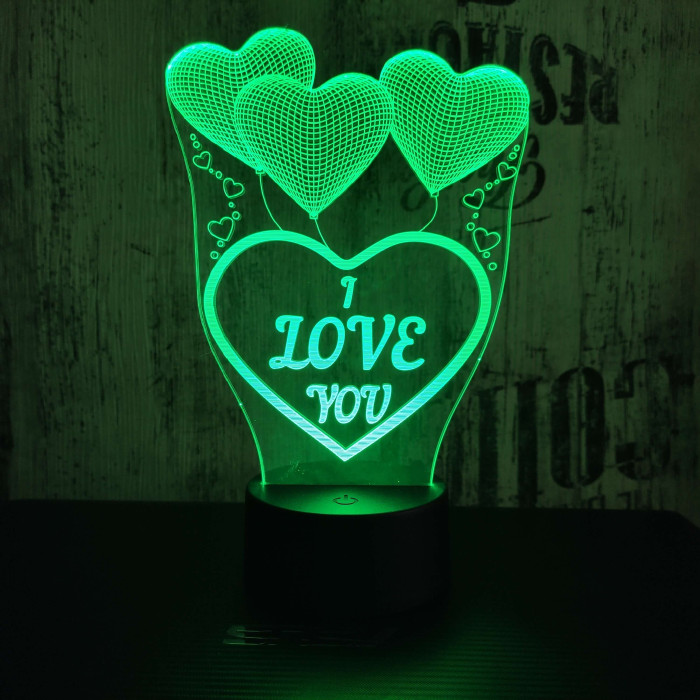 Love you lufi 7 színű 3D led lámpa