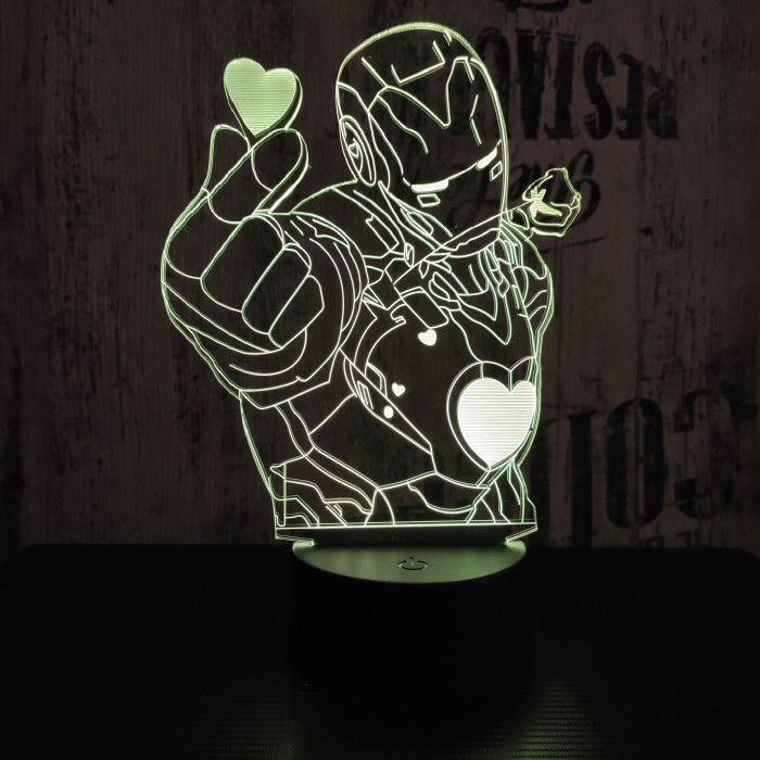 Acélember szív 7 színű 3D led lámpa