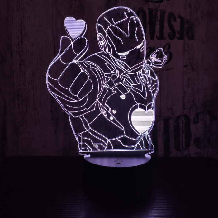 Acélember szív 7 színű 3D led lámpa