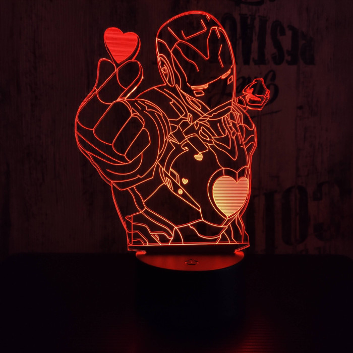 Acélember szív 7 színű 3D led lámpa