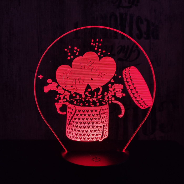 Love ajándék 7 színű 3D led lámpa