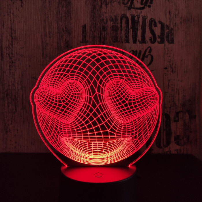 Smile szív 7 színű 3D led lámpa