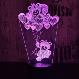 Maci Szív lufi 7 színű 3D led lámpa