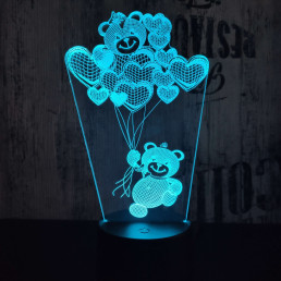 Maci Szív lufi 7 színű 3D led lámpa