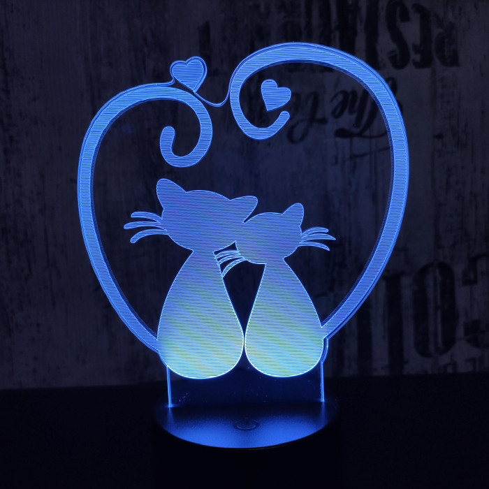 Cica szív 7 színű 3D led lámpa