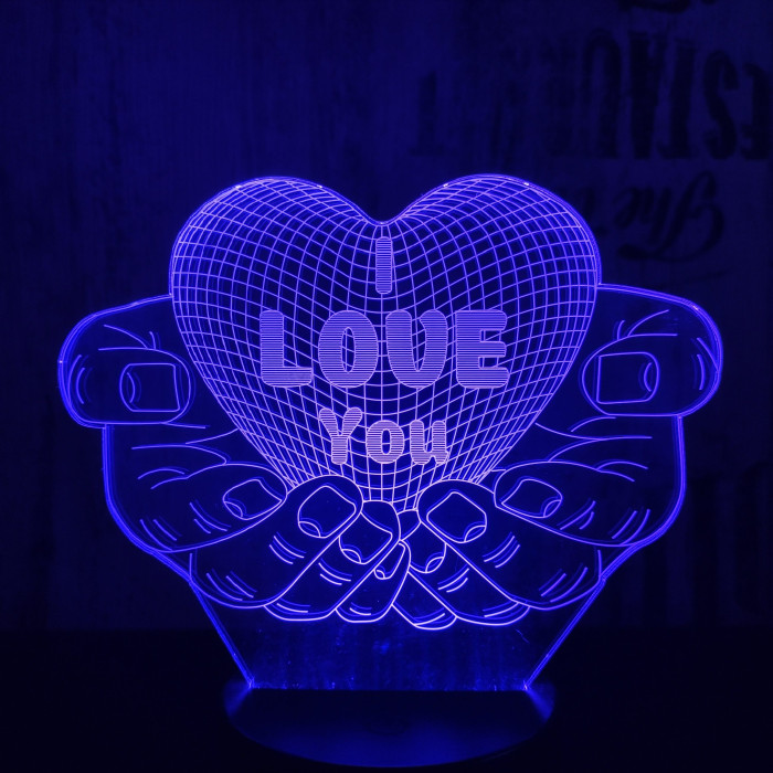 Kézben szív 7 színű  3D led lámpa