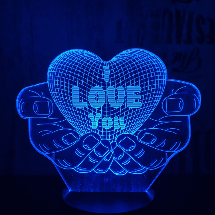 Kézben szív 7 színű  3D led lámpa