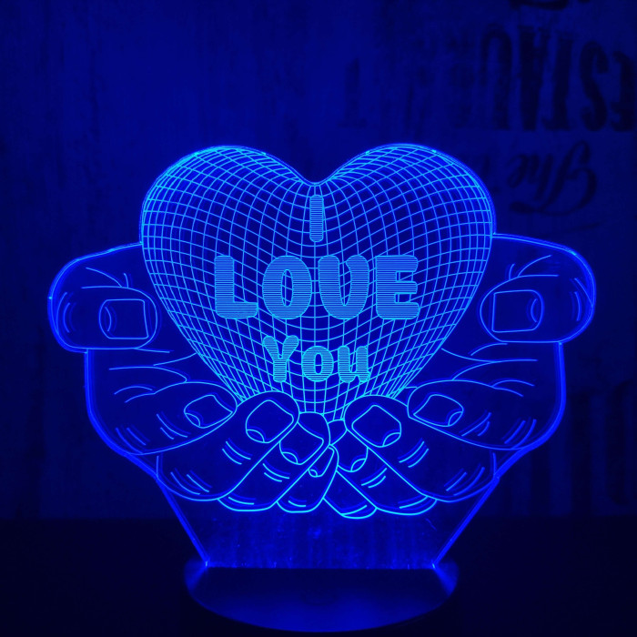 Kézben szív 7 színű  3D led lámpa