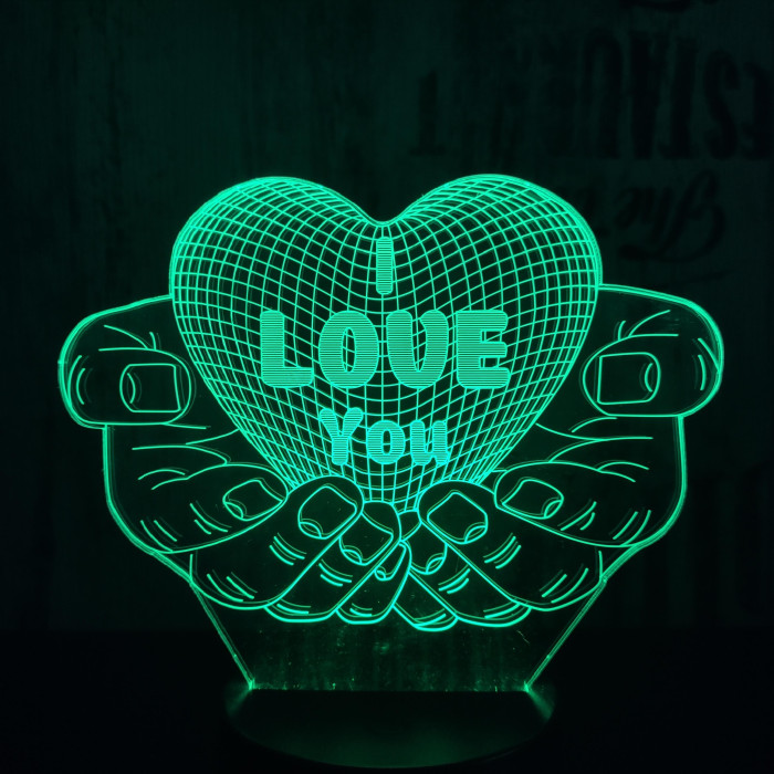 Kézben szív 7 színű  3D led lámpa