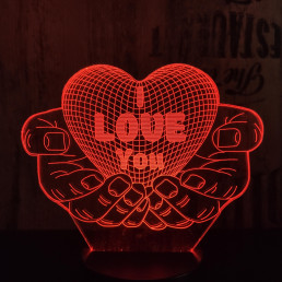 Kézben szív 7 színű  3D led lámpa