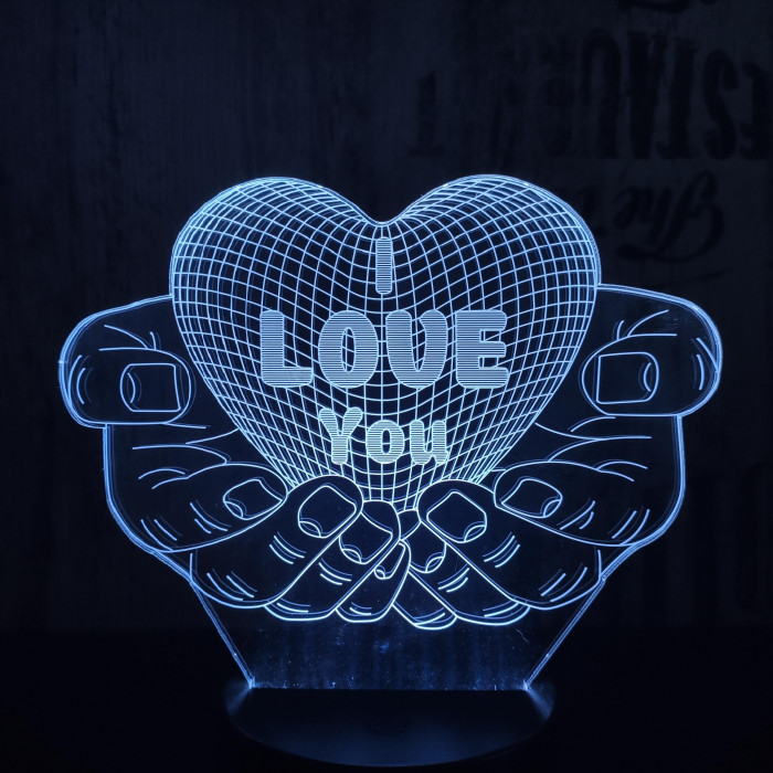 Kézben szív 7 színű  3D led lámpa